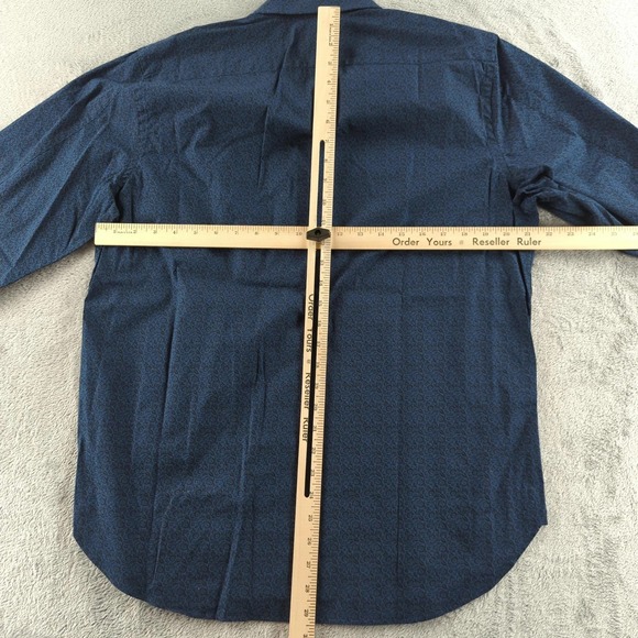 1670 Shirt Mens 17 Slim Fit Blue Floral Stretch Sleeve Button Up Dress 34/35 - Picture 5 of 8